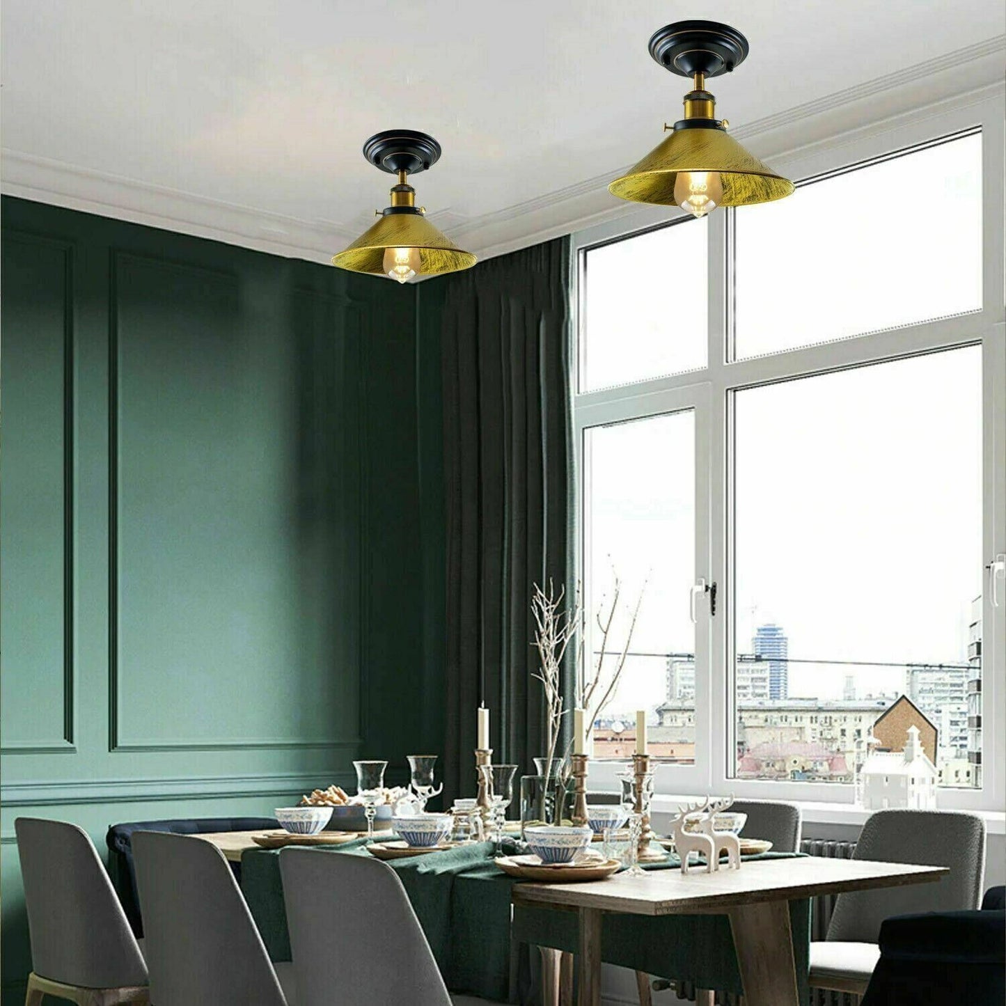 Black Gold Inner Cone Metal Easy Fit E27 Pendant Lamp Shade~1113