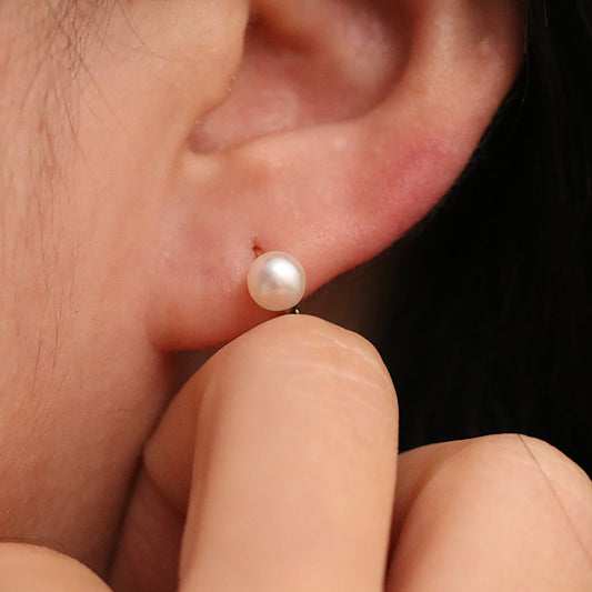 Freshwater Pearl Huggie Earrings in Sterling Silver – Minimalist Everyday Earrings