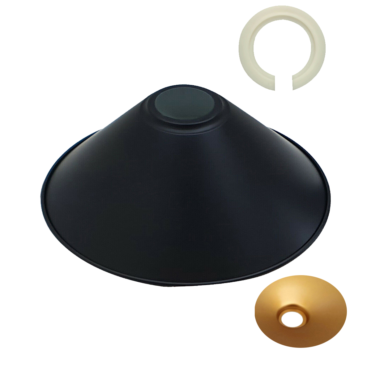 Black Gold Inner Cone Metal Easy Fit E27 Pendant Lamp Shade~1113