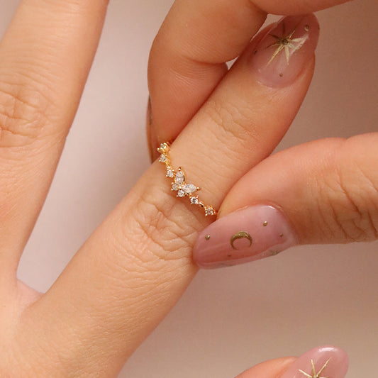 Cubic Zirconia Butterfly Ring – Delicate Adjustable Ring for Women