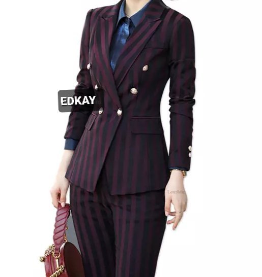 Burgundy stripped 2-piece pants suit (UK size 10)
