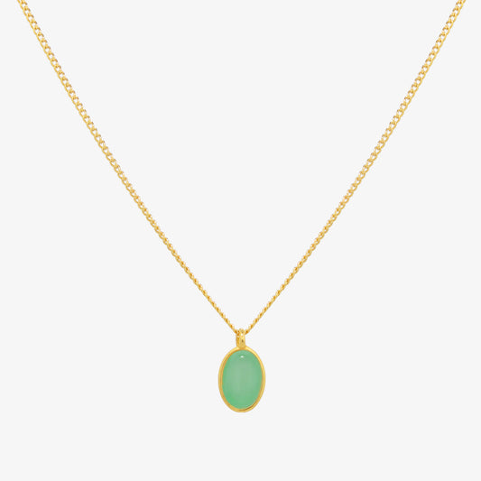 Gemstone Oval Pendant Necklace – Rose Quartz & Green Onyx Necklace for Women